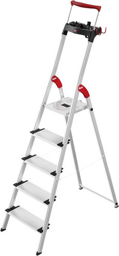 HAILO sicherheitsleiter »L95 TopLine«, 5 Stufen, Aluminium - silberfarben