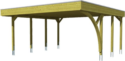SKANHOLZ Carport »Friesland Set 7«, BxT: 557 x 555 cm, Firsthöhe: 254 cm, imprägniert - braun