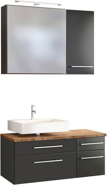 HELD MÖBEL Unterbecken-Set »Davos«, BxHxT: 90 x 200 x 47 cm - grau