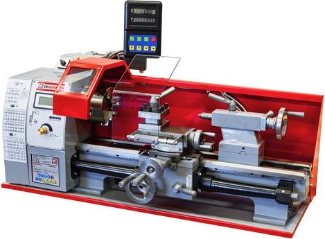 HOLZMANN-MASCHINEN Metalldrehbank, rot/grau, BxL: 38 x 94 cm