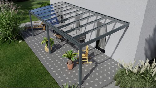 GARDENDREAMS Terrassenüberdachung »Easy Edition«, Breite: 700 cm, Dach: Glas, anthrazitgrau