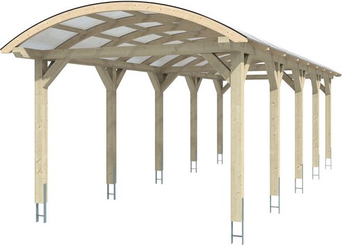 SKANHOLZ Carport »Franken«, BxT: 376 x 969 cm, Firsthöhe: 293 cm, lasiert - beige