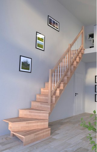 STARWOOD Systemtreppe »Lindos«, Buchenholz, 13 Stufen, max. Geschosshöhe 300 cm - braun