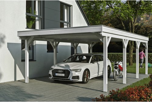 SKANHOLZ Carport »Grunewald«, BxT: 427 x 796 cm, Firsthöhe: 251 cm, lasiert - weiss