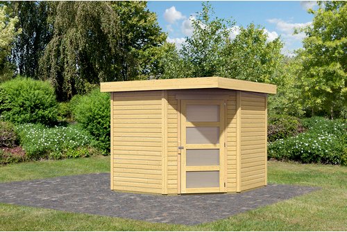KARIBU Gartenhaus »Schwandorf 5«, Holz, BxHxT: 242 x 218 x 246 cm (Außenmaße inkl. Dachüberstand) - beige