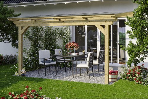 SKANHOLZ Terrassenüberdachung »Ancona«, Breite: 434 cm, Dach: Polycarbonat (PC), braun