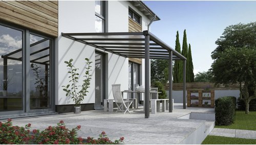 GARDENDREAMS Terrassenüberdachung »Compact Line«, Breite: 424 cm, Dach: Polycarbonat (PC), anthrazitgrau