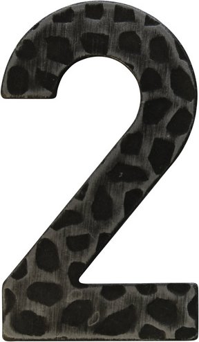 ALPERTEC Hausnummer, 2, Schwarz, Eisen, 11,7 x 17 x 1,8 cm