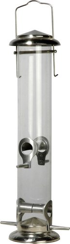 DOBAR Vogelfuttersäule, Acrylglas/Metall, silberfarben