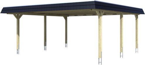 Thumbnail - SKANHOLZ Carport »Wendland«, BxT: 630 x 637 cm, Firsthöhe: 253 cm, farbbehandelt - grau