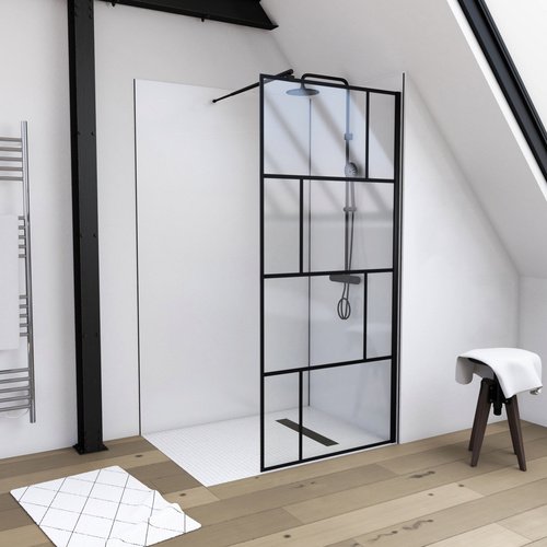 Marwell Duschwand »BRICKS«, schwarz, 5 mm - transparent