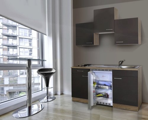 RESPEKTA Singleküche »Luis«, mit E-Geräten, Gesamtbreite: 150 cm - grau