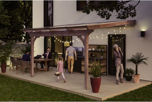 SKANHOLZ Terrassenüberdachung »Ravenna«, Breite: 434 cm, Dach: Polycarbonat (PC), braun