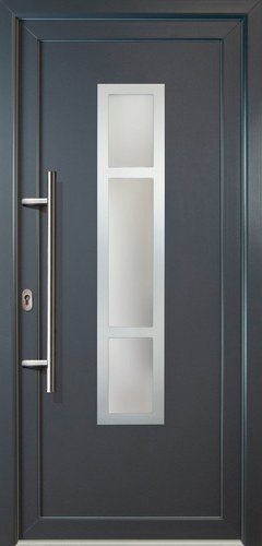 Meeth Kunststoff-Haustür »Signum Exklusiv«, satiniertes Glas, titan, nach Innen öffnend, ohne Türgriff - grau