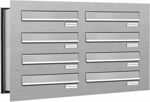 AL BRIEFKASTENSYSTEME Briefkasten, Parteien: 8, Mauerdurchwurf, BxHxT: 76,8 x 46 x 48,0 cm - silberfarben