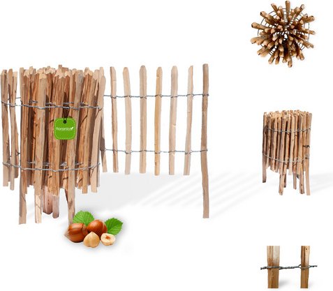 Floranica Staketenzaun, Lattenabstand: 4-6 cm Höhe: 35 cm hoch x laufender Meter - braun