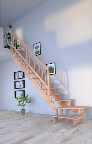 STARWOOD Systemtreppe »Lindos«, Buchenholz, 13 Stufen, max. Geschosshöhe 300 cm - braun