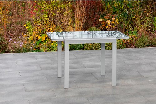 MERXX Ausziehtisch »Semi«, BxHxT: 70 x 75,5 x 80 cm, Tischplatte: Sicherheitsglas - silberfarben