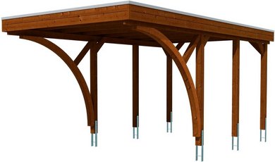 SKANHOLZ Carport »Friesland Set 6«, BxT: 314 x 555 cm, Firsthöhe: 241 cm, farbbehandelt - braun