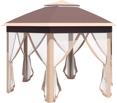 Outsunny Faltpavillon, BxHxT: 405 x 285 x 405 cm, Polyester - beige