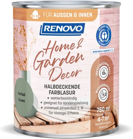RENOVO Farblasur, »Home & Garden Decor«, seidenmatt, 750 ml, herbal green - gruen
