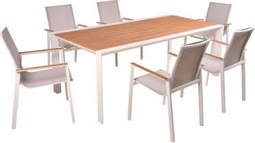 GARDEN PLEASURE Gartenmöbelset »VENICE«, 6 Sitzplätze, max. Belastung: 110 kg - weiss