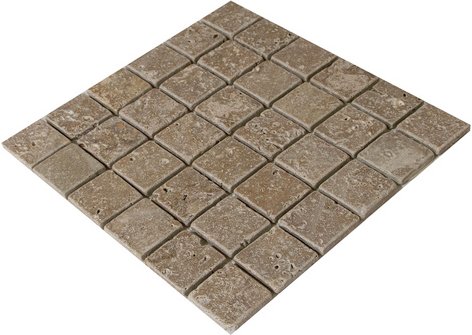 WOHNRAUSCH Mosaikmatte BxLxH: 30,5 x 30,5 x 1 cm, Fliesengröße: 4,8 x 4,8 cm, Travertin, braun/beige