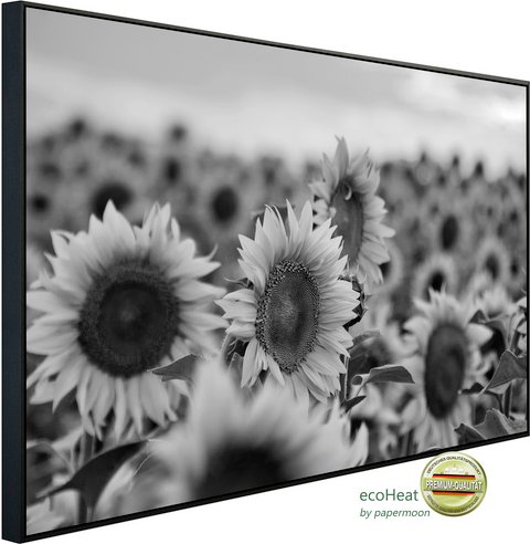 Thumbnail - papermoon Infrarotheizung »EcoHeat - Sonnenblumen Schwarz + Weiss«, Matt-Effekt - bunt