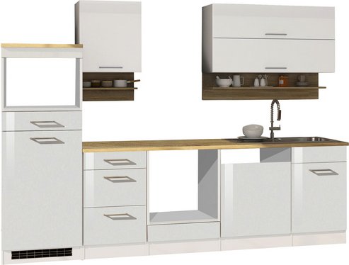 HELD MÖBEL Küchenzeile »Mailand«, ohne E-Geräte, Gesamtbreite: 280cm - weiss