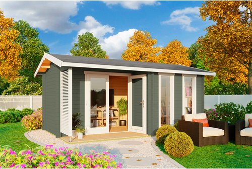 LASITA MAJA Gartenhaus »Riverside«, BxHxT: 540 x 250,8 x 357,1 cm, (Außenmaß inkl. Dachüberstand), grüngrau - gruen