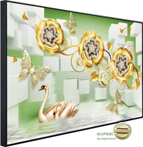 papermoon Infrarotheizung »EcoHeat - Muster mit Schwänen«, Matt-Effekt - bunt