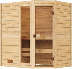 WEKA Massivholzsauna »VALIDA ECK 1«, 6 Personen, inkl. 4,5 kW Ofen mit externer Steuerung - braun