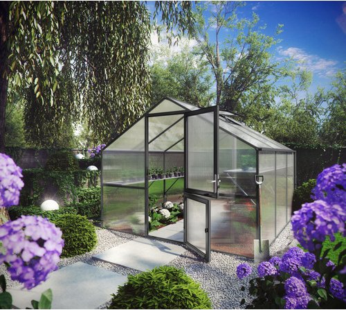 KGT Gewächshaus »Orchidee«, 9,6 m², Kunststoff/Aluminium, winterfest - grau