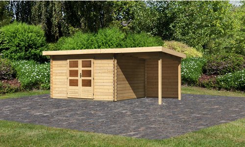 KARIBU Gartenhaus »Bastrup«, Holz, BxHxT: 539 x 222 x 297 cm (Außenmaße inkl. Dachüberstand) - beige