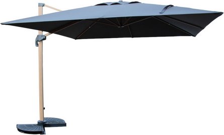 CASAYA Pendelschirm »Paros«, LxB: 300 x 300 cm, UV80+, Aluminium, Holzoptik/anthrazit - grau