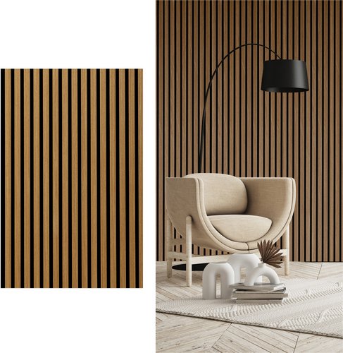 Thumbnail - Akustikpaneel »Elements«, BxL: 56 x 120 cm, Eiche, Echtholzfurnier - braun