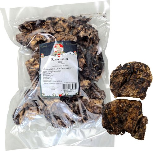 Sissi & Franz Hundesnack »Rinderlunge«, 500 g, Einzelfuttermittel, 100 % Fleisch, schonend getrocknet