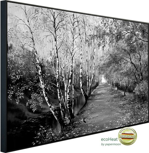 papermoon Infrarotheizung »EcoHeat - Waldweg Schwarz + Weiss«, Matt-Effekt - bunt