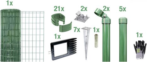 Gust. Alberts GmbH & Co. KG Set Maschendrahtzaun mit Bodenhülse »Fix-Clip Pro«, Breite: 1000cm, grün - gruen