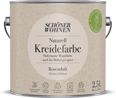 SCHÖNER WOHNEN FARBE Innenfarbe »Naturell Kreidefarbe«, Rosenduft, matt, 2,5 l - rosa