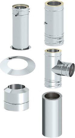 Tecnovis Außenwandkamin-Grundset »Zitec-Pro«, Ø130 mm - silberfarben