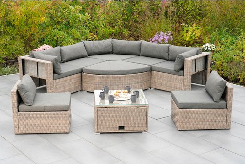 Thumbnail - MERXX Gartenmöbelset »Rivello«, 8 Sitzplätze, Stahl/Kunststoffgeflecht, pulverbeschichtet - beige