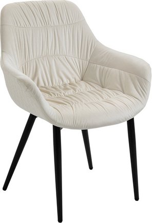 Thumbnail - SalesFever Armstuhl, BxH: 63 x 81,5 cm, Samt (100% Polyester)/Metall - beige