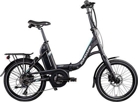 Thumbnail - ZÜNDAPP E-Bike »X100«, 20 Zoll, 9 Gänge, max. Reichweite: 120 km, schwarz/tuerkis - schwarz | tuerkis