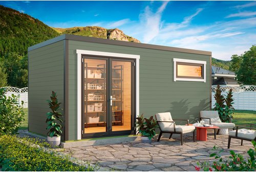 LASITA MAJA Blockbohlenhaus »Sardinia«, BxHxT: 500 x 239,4 x 250 cm (Außenmaß inkl. Dachüberstand), grün - gruen