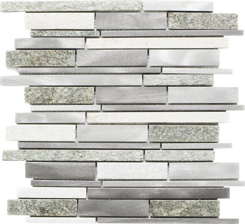 HuH Mosaik Mosaikfliese »Urban-Mix«, BxL: 31 x 30 cm, Wandbelag - silberfarben