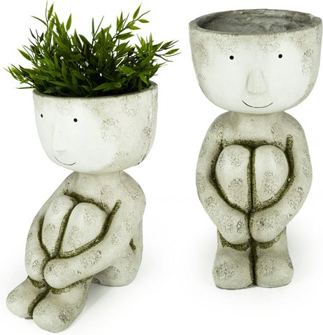 NOOR living Pflanztopf »Mensch«, BxHxL: 27 x 35,5 x 19 cm, länglich, Magnesia - beige | weiss