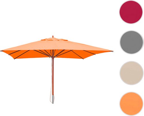MVG Sonnenschirm »MVG-C57«, Holz 28kg, eckig 4x4m Seilzug stoßsicher - orange