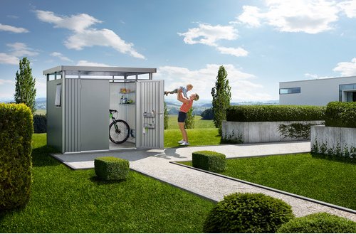 BIOHORT Gerätehaus »Highline«, BxHxT: 314,3 x 221 x 314,3 cm (Aufstellmaße), Stahl - grau