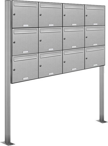 AL BRIEFKASTENSYSTEME Briefkasten, Parteien: 12, BxHxT: 161,2 x 170 x 11,6 cm - silberfarben